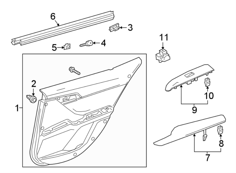 Diagram REAR DOOR. INTERIOR TRIM. for your 2002 Toyota Camry  SE SEDAN 