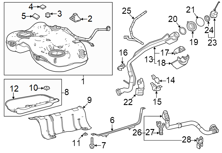 Diagram Fuel system. Fuel tank. for your 2006 Toyota Tacoma 2.7L A/T RWD Base Crew Cab Pickup Fleetside 