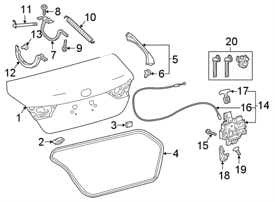 Diagram LID & COMPONENTS. for your 2020 Toyota Camry  L Sedan 