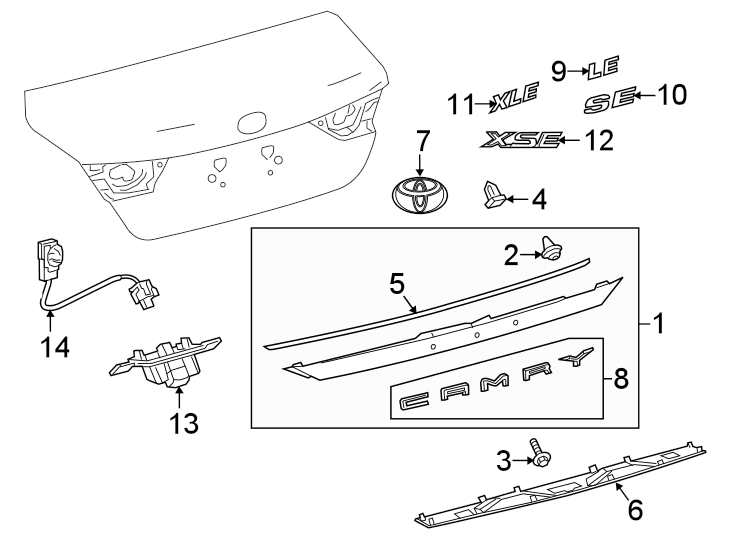 Diagram TRUNK LID. EXTERIOR TRIM. for your 2006 Toyota Solara  SE COUPE 