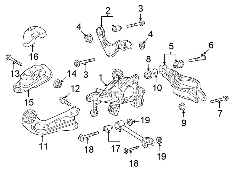 Diagram Rear suspension. Suspension components. for your 2018 Toyota Prius Prime   