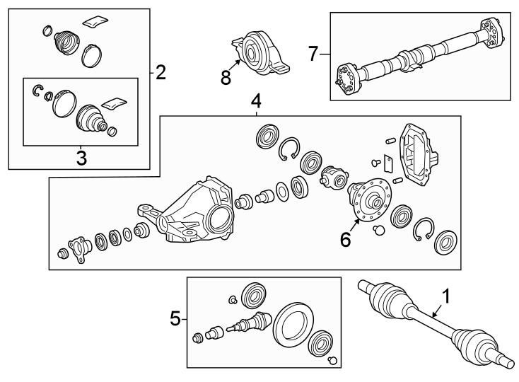 Diagram Rear suspension. Axle & differential. for your 2006 Toyota Tacoma 4.0L V6 A/T RWD Base Extended Cab Pickup Fleetside 