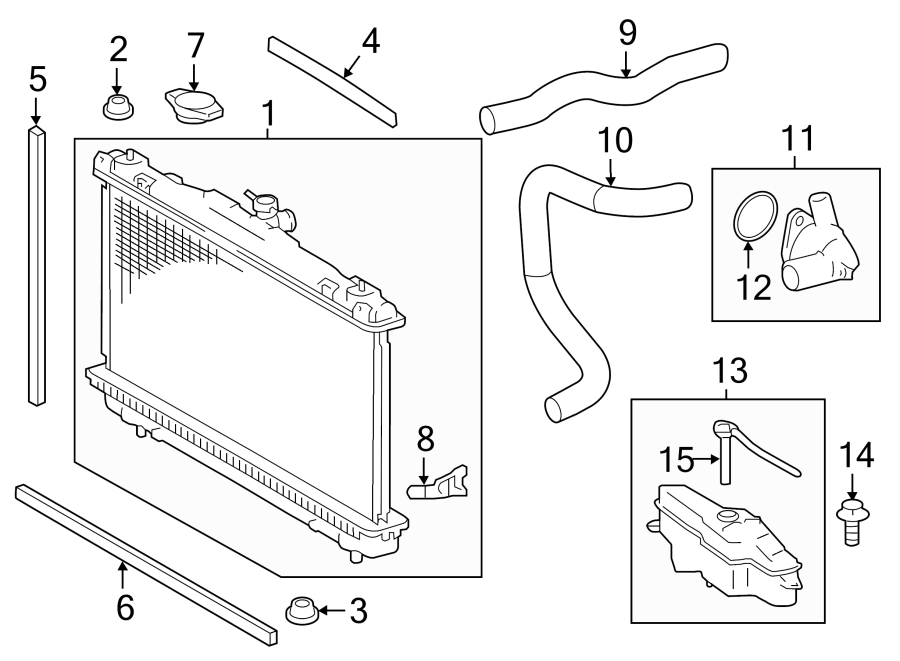 Diagram RADIATOR & COMPONENTS. for your Toyota Camry  