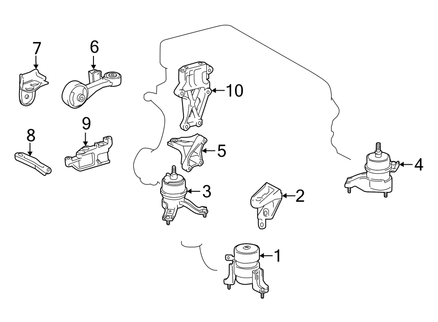 Diagram ENGINE / TRANSAXLE. ENGINE & TRANS MOUNTING. for your 2008 Toyota Highlander   