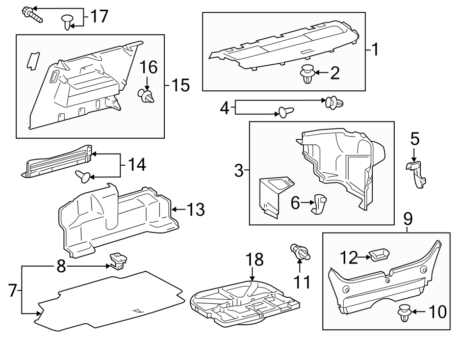 Diagram REAR BODY & FLOOR. INTERIOR TRIM. for your Toyota