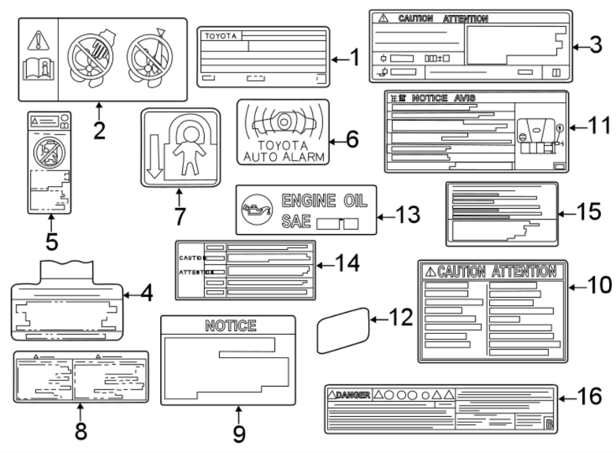 Diagram INFORMATION LABELS. for your Toyota