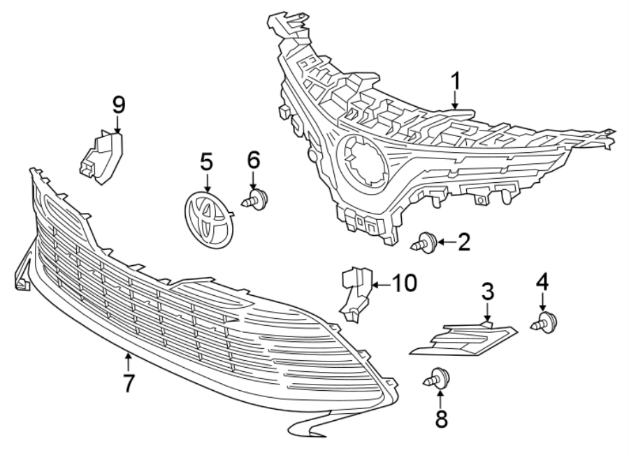 Diagram FRONT BUMPER & GRILLE. GRILLE & COMPONENTS. for your 2011 Toyota Camry 2.5L A/T XLE SEDAN 