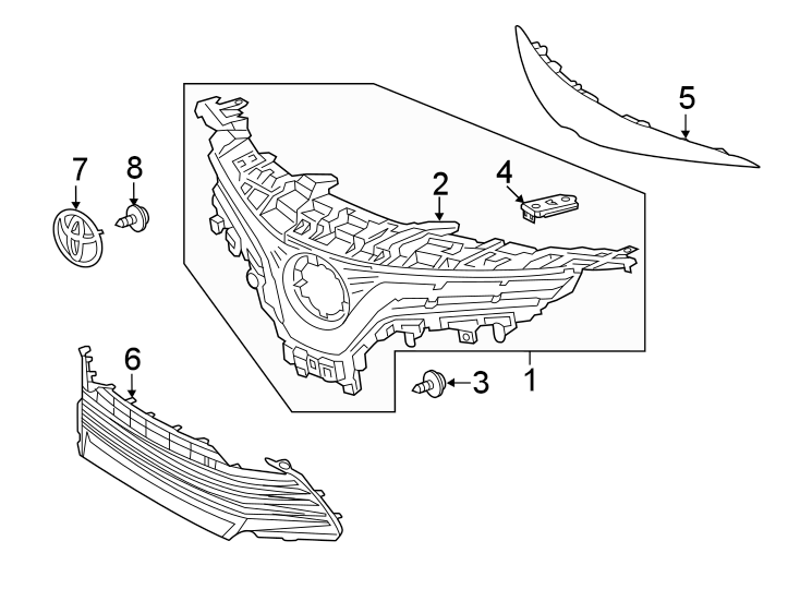 Diagram Front bumper & grille. Grille & components. for your 2013 Toyota Prius Plug-In   