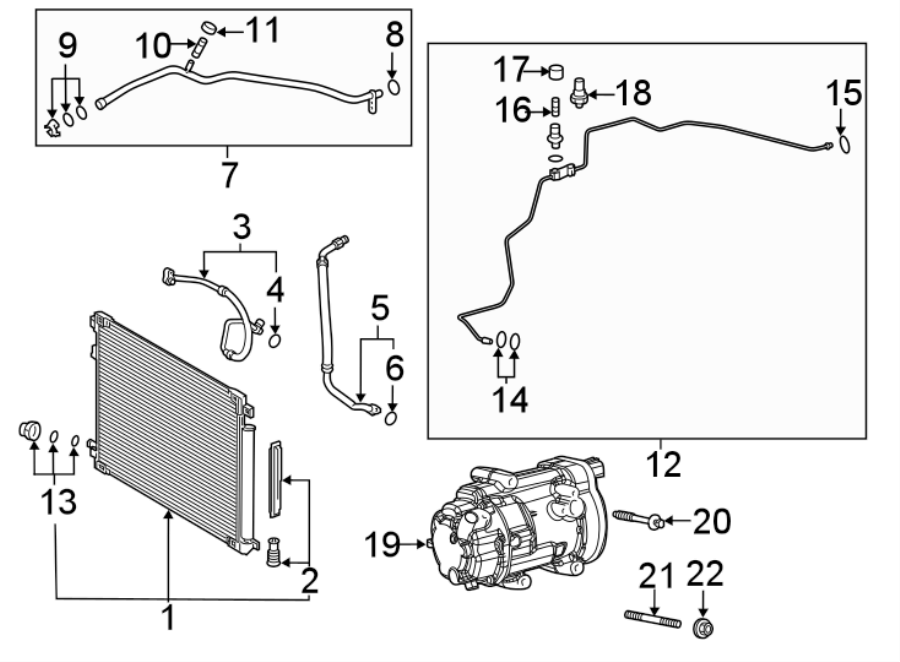 Diagram AIR CONDITIONER & HEATER. COMPRESSOR & LINES. CONDENSER. for your 2019 Toyota Camry   