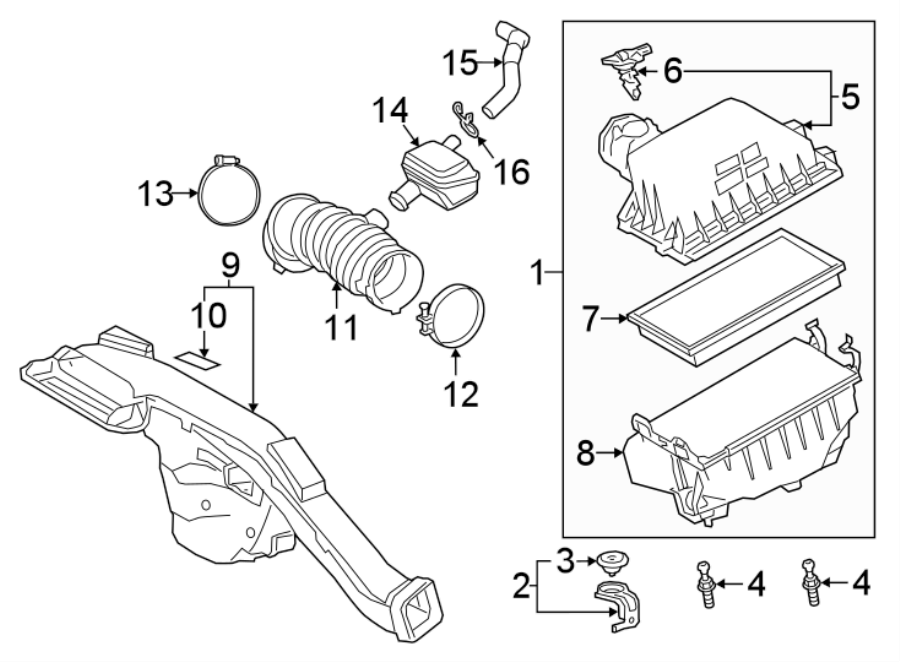 Diagram ENGINE / TRANSAXLE. AIR INTAKE. for your 2016 Toyota Corolla   