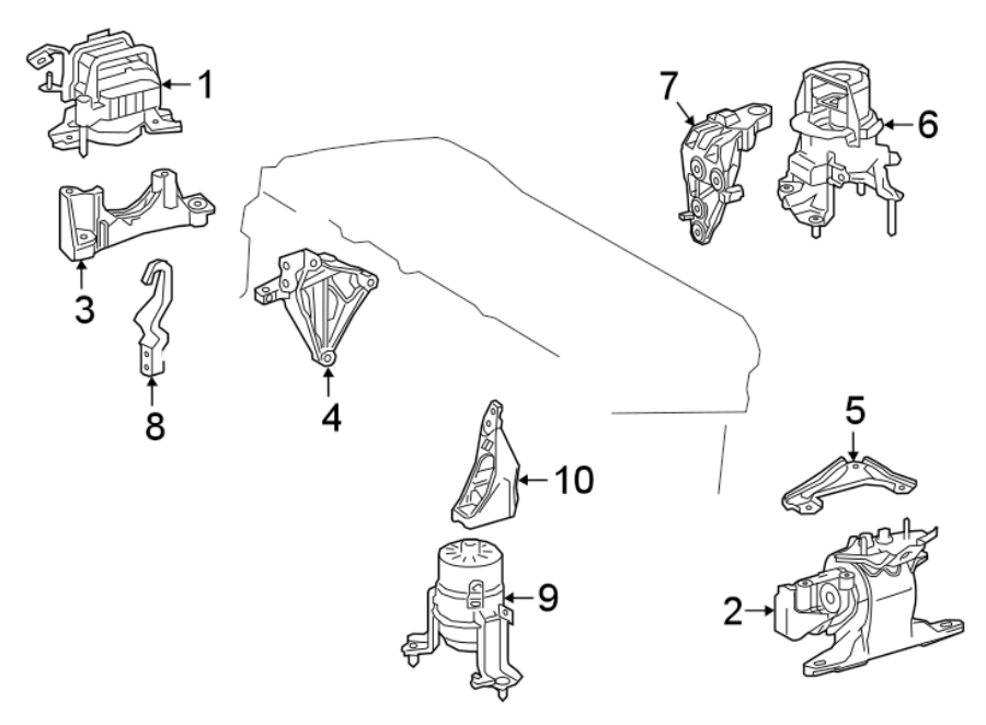 Diagram ENGINE / TRANSAXLE. ENGINE & TRANS MOUNTING. for your 2008 Toyota FJ Cruiser   