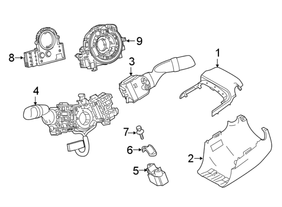 Diagram STEERING COLUMN. SHROUD. SWITCHES & LEVERS. for your 2009 Toyota Highlander 3.5L V6 A/T AWD Limited Sport Utility 