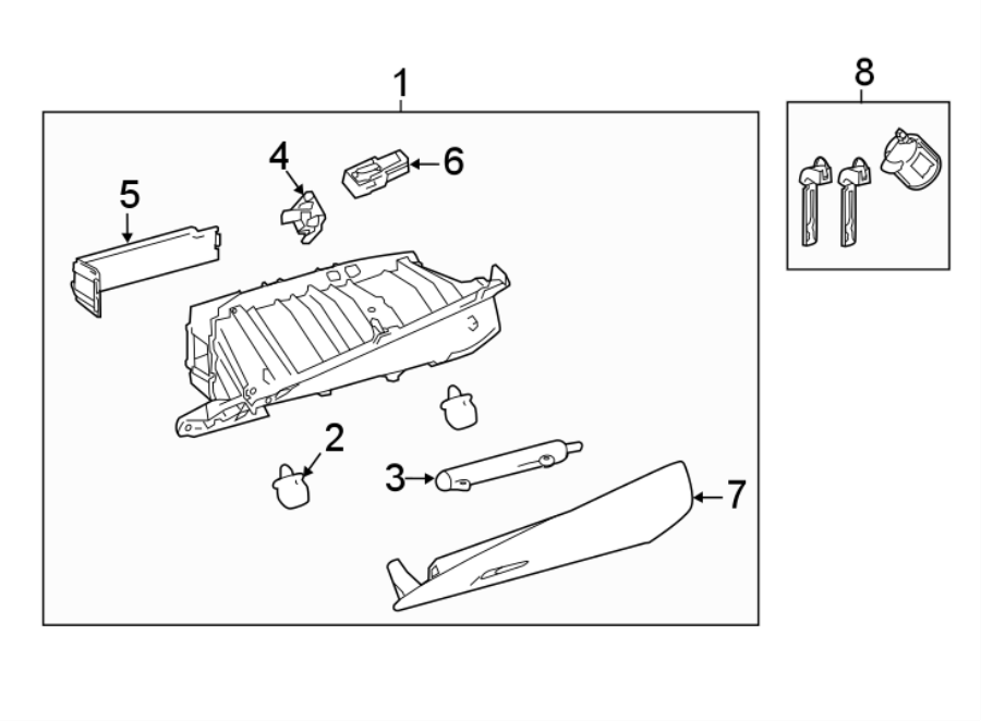 Diagram INSTRUMENT PANEL. GLOVE BOX. for your 2009 Toyota Tacoma   