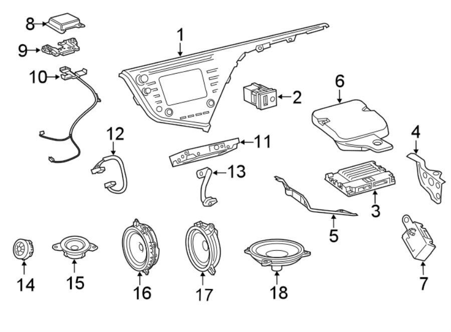 Diagram INSTRUMENT PANEL. SOUND SYSTEM. for your 2021 Toyota Avalon 3.5L V6 A/T FWD LIMITED SEDAN 