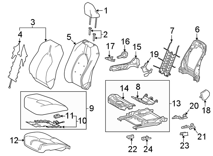 Diagram SEATS & TRACKS. PASSENGER SEAT COMPONENTS. for your 2016 Toyota Yaris   