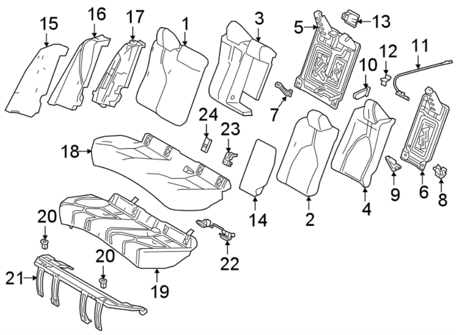 Diagram SEATS & TRACKS. REAR SEAT COMPONENTS. for your 2020 Toyota Camry   