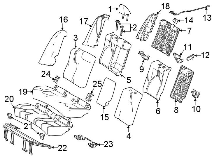 Diagram SEATS & TRACKS. REAR SEAT COMPONENTS. for your 2016 Toyota Yaris   