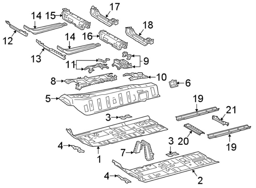 Diagram PILLARS. ROCKER & FLOOR. FLOOR & RAILS. for your 1996 Toyota