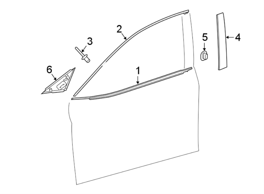 Diagram FRONT DOOR. EXTERIOR TRIM. for your 2023 Toyota Camry  Hybrid XLE Sedan 