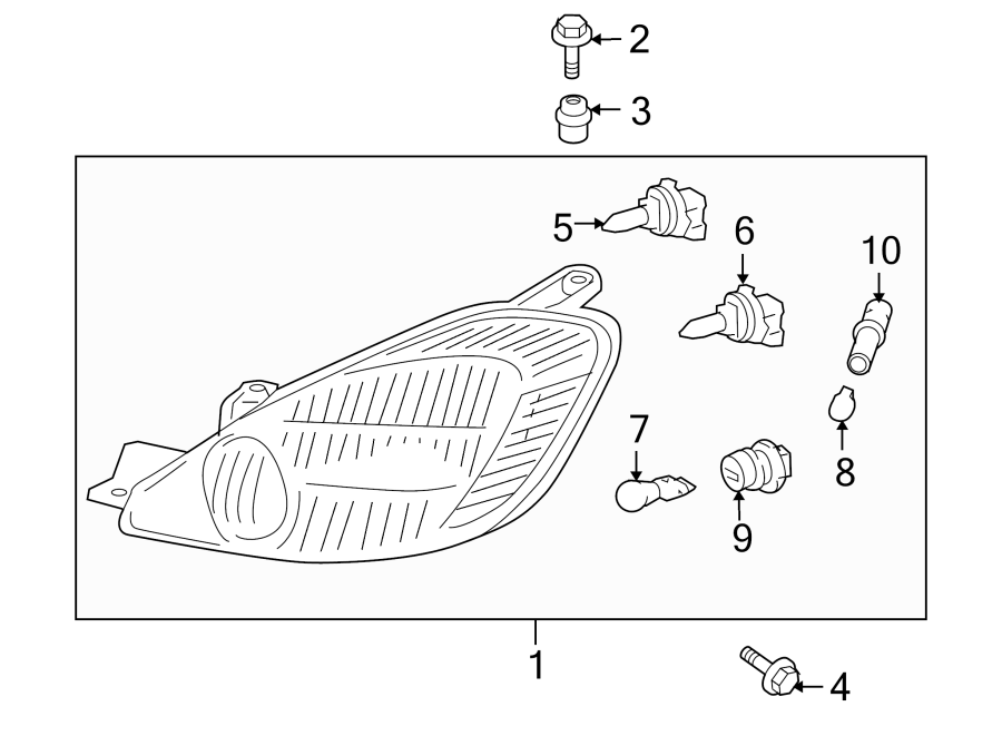 Diagram FRONT LAMPS. HEADLAMP COMPONENTS. for your 2001 Toyota 4Runner   