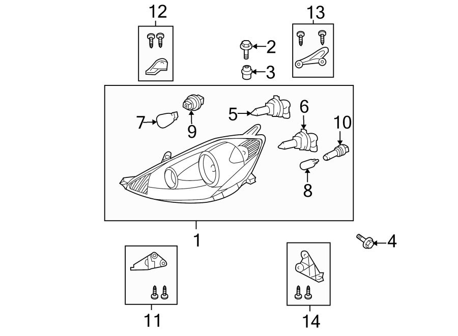 Diagram FRONT LAMPS. HEADLAMP COMPONENTS. for your 2001 Toyota 4Runner   