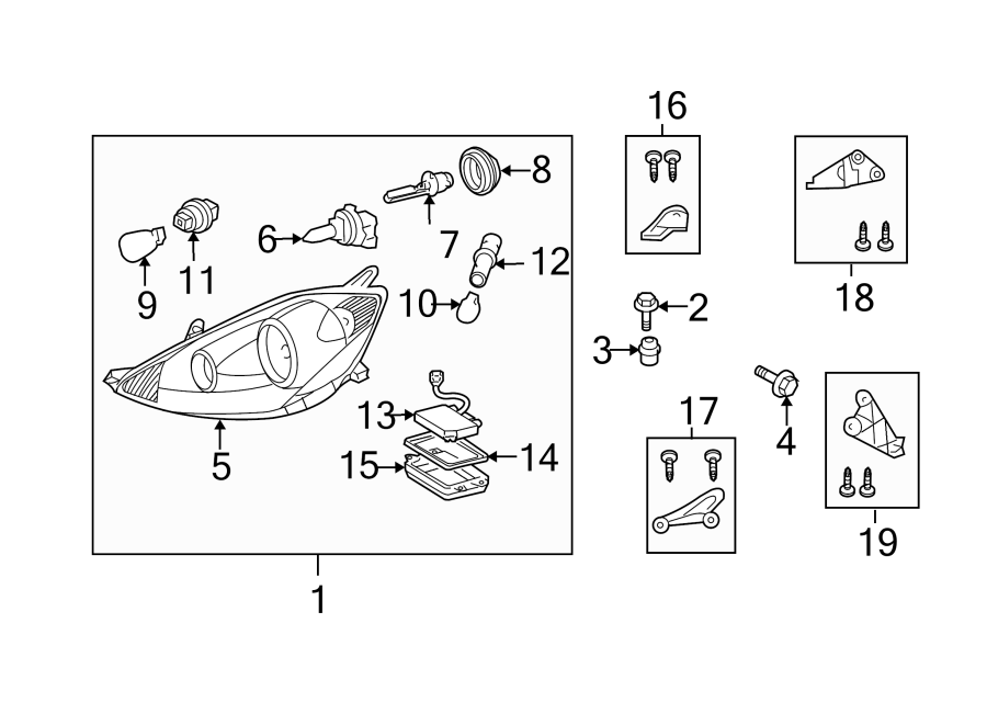 Diagram FRONT LAMPS. HEADLAMP COMPONENTS. for your 2022 Toyota Camry   