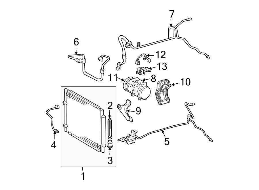 Diagram AIR CONDITIONER & HEATER. COMPRESSOR & LINES. CONDENSER. for your 2012 Toyota Camry   