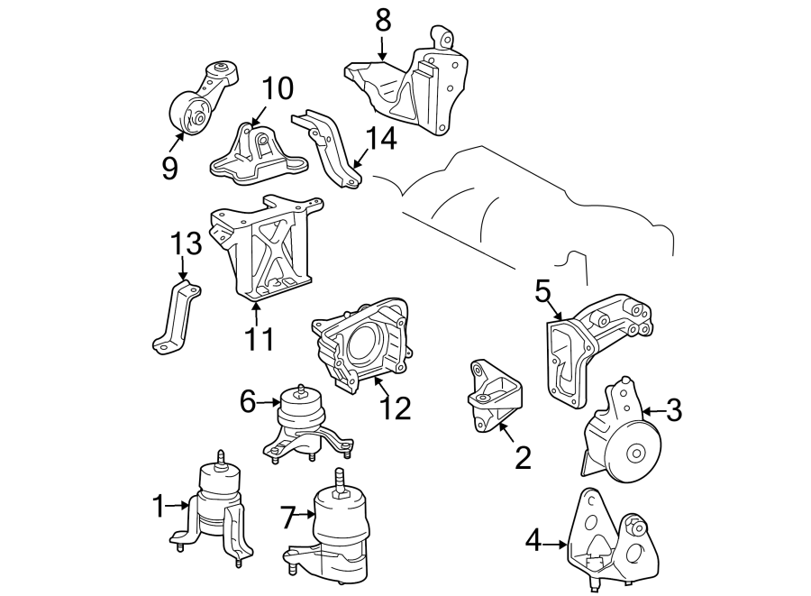 Diagram ENGINE / TRANSAXLE. ENGINE & TRANS MOUNTING. for your 2009 Toyota FJ Cruiser   