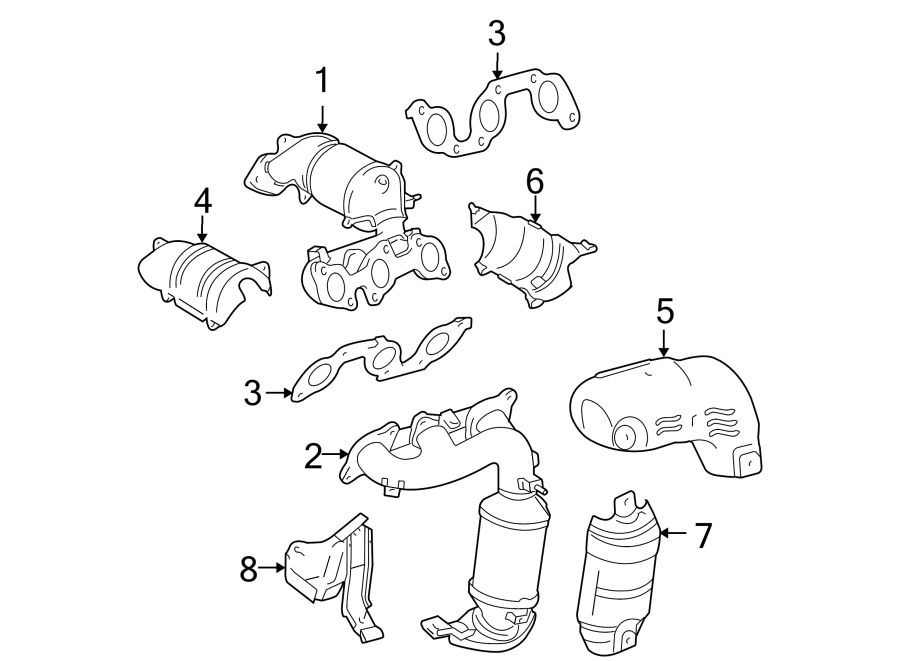 Diagram EXHAUST SYSTEM. MANIFOLD. for your 2007 Toyota Tundra 4.7L V8 A/T 4WD SR5 Extended Cab Pickup Fleetside 