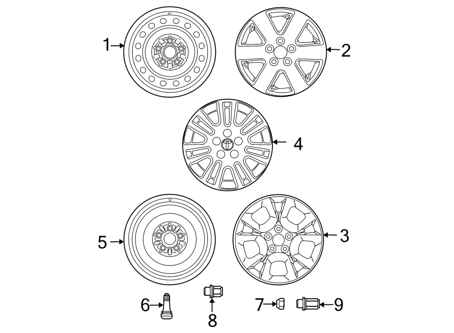 Diagram WHEELS. for your 2012 Toyota Sienna   