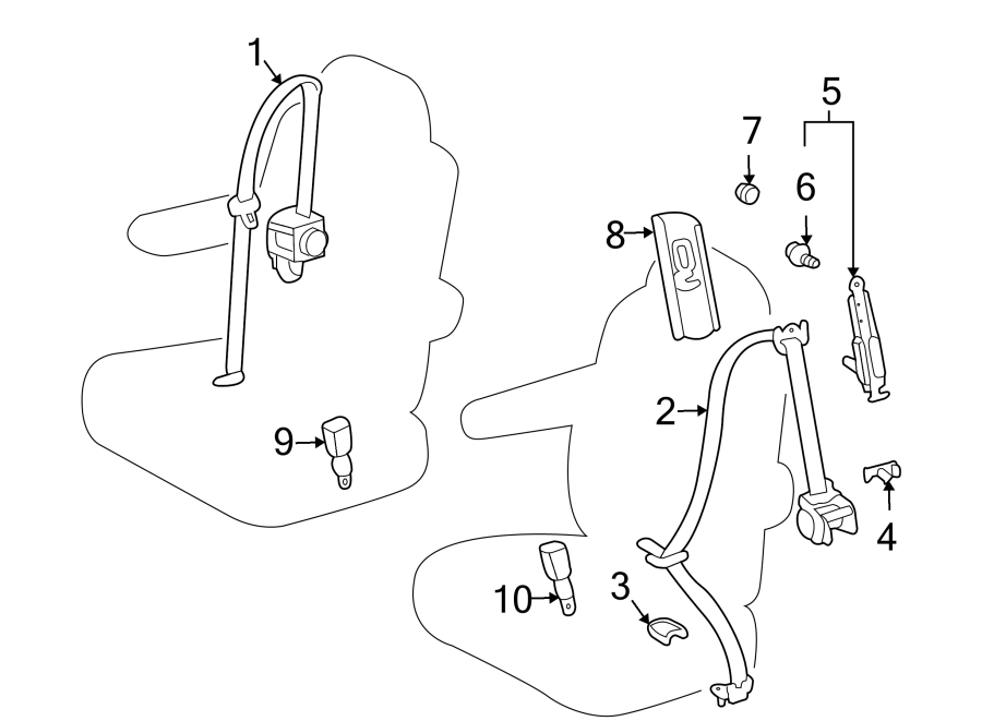 Diagram RESTRAINT SYSTEMS. REAR SEAT BELTS. for your Toyota