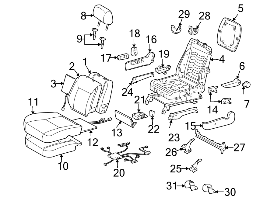 Diagram SEATS & TRACKS. FRONT SEAT COMPONENTS. for your 2016 Toyota Yaris   