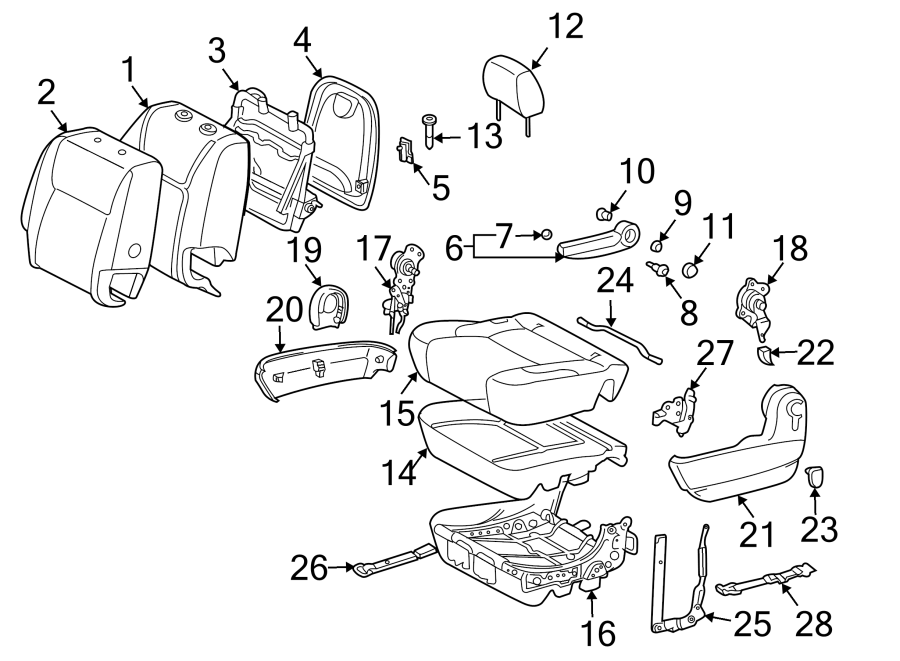 Diagram SEATS & TRACKS. REAR SEAT COMPONENTS. for your Toyota Sienna  