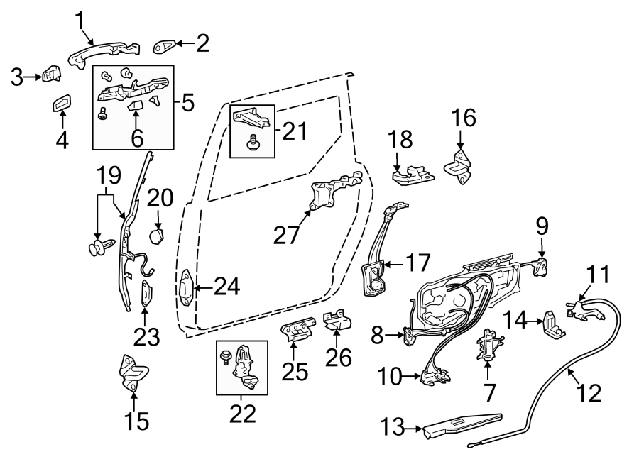 Diagram SIDE LOADING DOOR. LOCK & HARDWARE. for your 2020 Toyota 4Runner  Venture Sport Utility 