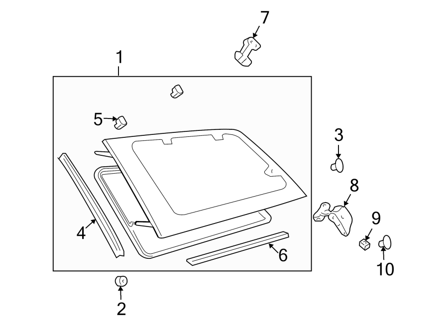 Diagram SIDE PANEL. SIDE GLASS. for your 2005 Toyota Sienna   