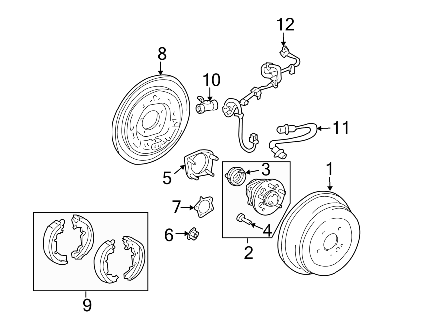 Diagram REAR SUSPENSION. BRAKE COMPONENTS. for your 2013 Toyota Sequoia   