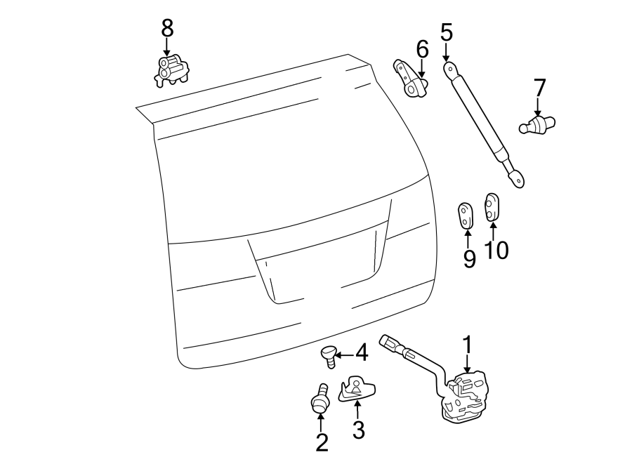 Diagram LIFT GATE. LOCK & HARDWARE. for your 2010 Toyota Tacoma   