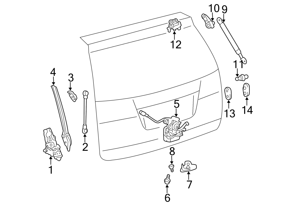 Diagram LIFT GATE. LOCK & HARDWARE. for your 2000 Toyota Avalon   