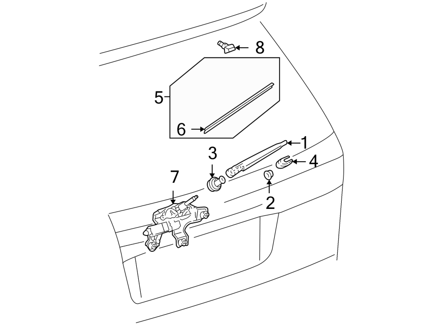 Diagram LIFT GATE. WIPER & WASHER COMPONENTS. for your 2013 Toyota Sequoia   