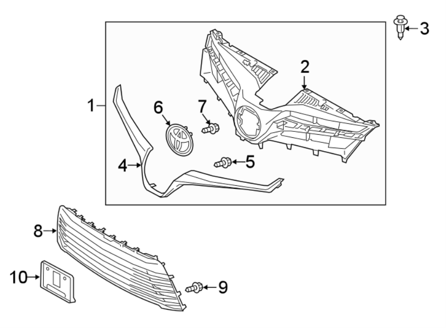 Diagram GRILLE & COMPONENTS. for your 2016 Toyota Avalon  Hybrid Limited Sedan 