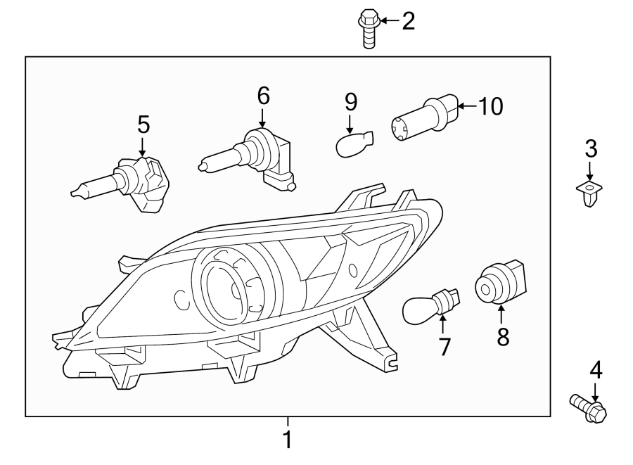 Diagram FRONT LAMPS. HEADLAMP COMPONENTS. for your 2015 Toyota Prius c   