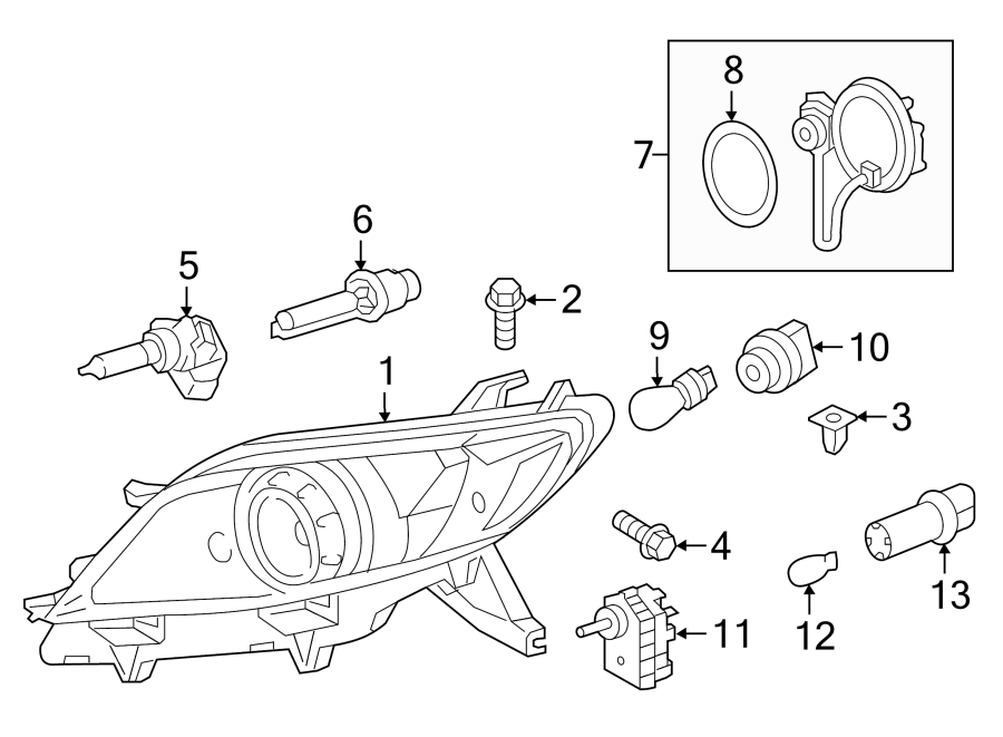 Diagram FRONT LAMPS. HEADLAMP COMPONENTS. for your 2001 Toyota 4Runner   