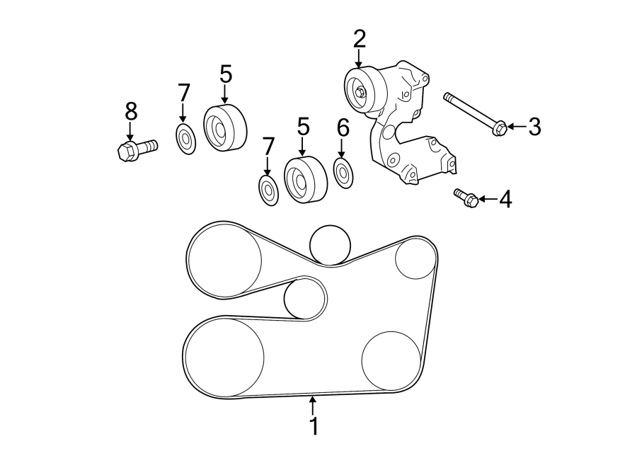 Diagram BELTS & PULLEYS. for your 2012 Toyota Tacoma 4.0L V6 A/T RWD Base Standard Cab Pickup Fleetside 