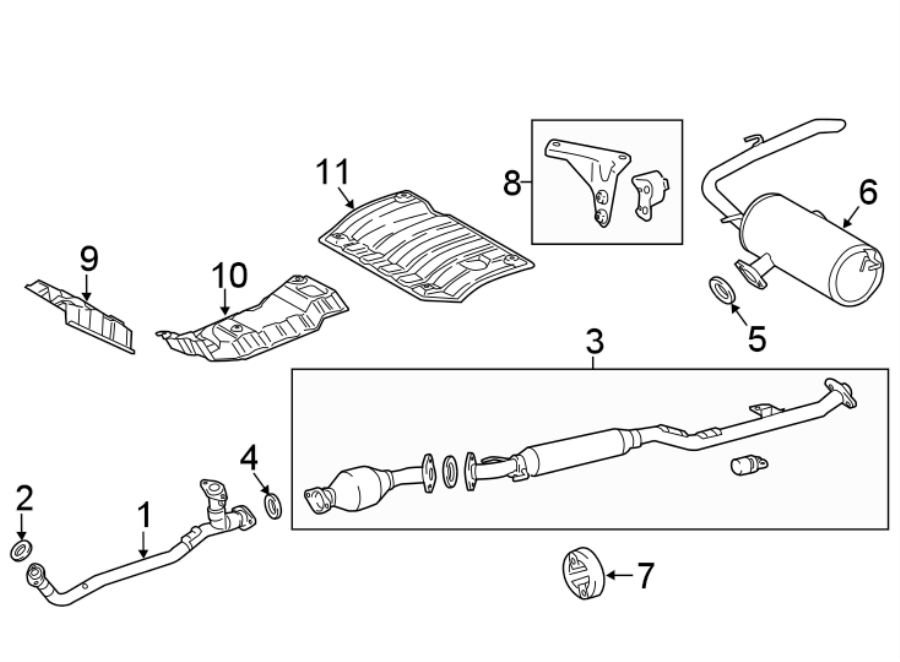 Diagram EXHAUST SYSTEM. EXHAUST COMPONENTS. for your 2021 Toyota Camry 2.5L A/T FWD SE SEDAN 