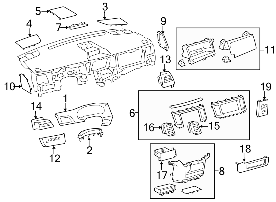 Diagram INSTRUMENT PANEL COMPONENTS. for your 2003 Toyota Camry   