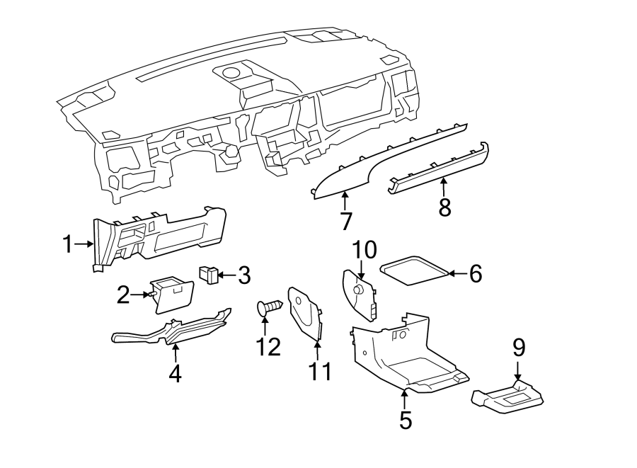 Diagram INSTRUMENT PANEL COMPONENTS. for your 2010 Toyota Camry   