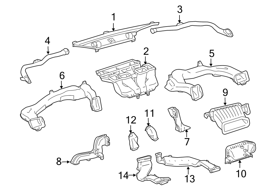 Diagram INSTRUMENT PANEL. DUCTS. for your 2013 Toyota Highlander   