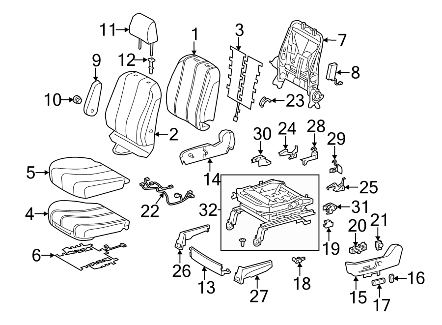 Diagram SEATS & TRACKS. FRONT SEAT COMPONENTS. for your Toyota Sienna  