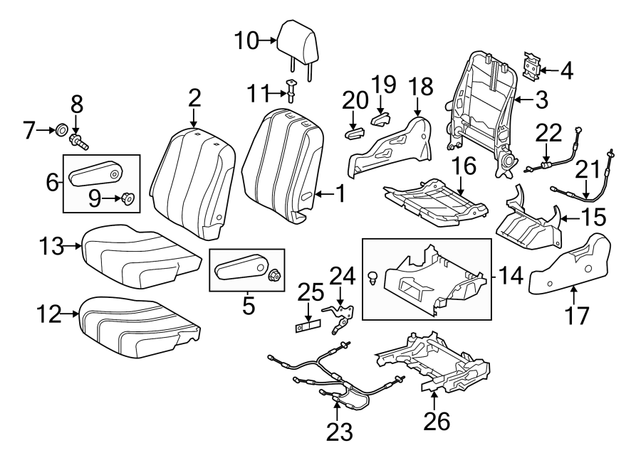 Diagram SEATS & TRACKS. SECOND ROW SEATS. for your 2015 Toyota Sienna   