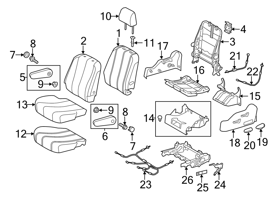 Diagram SEATS & TRACKS. SECOND ROW SEATS. for your 2016 Toyota Sienna 3.5L V6 A/T FWD Limited Mini Passenger Van 